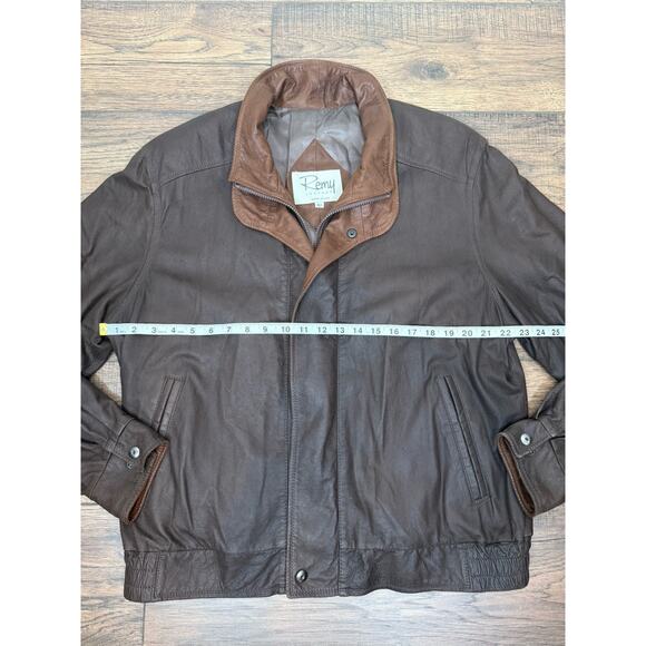 Remy Men's Leather Double Collar Bomber Jacket Made in USA Sz 42 - Picture 8 of 9